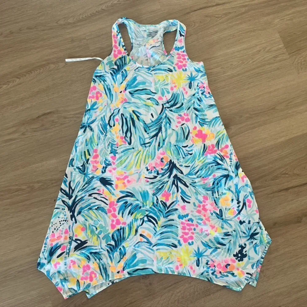 LILLY PULITZER Melle Trapeze Dress Serene Blue Tippy Top Racerback cotton XXS - Picture 2 of 12